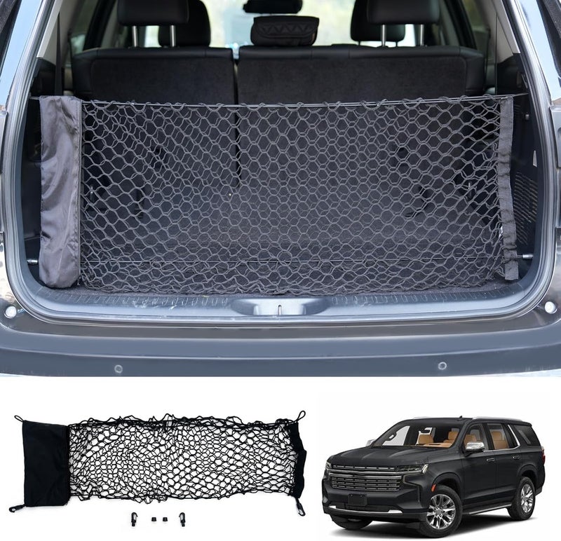 Maxzina شبكة شحن متوافقة مع شاحنة شيفروليه تاهو 2015-2025، 3.15'×0.92'، تصميم مظروف مزدوج الطبقة، شبكة كثيفة، منظم صندوق السيارة لملحقات تاهو الخارجية 2024 - Image 1